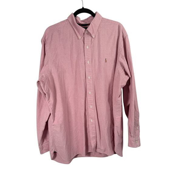 Ralph Lauren Classic Fit Long Sleeve Button Down Shirt Red Flesh Pony Mens XXL - Picture 1 of 5